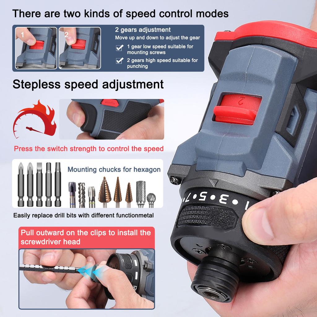 21V Multi function Electric Screwdriver 55Nm  Brushless Motor Practical Screw Driver for Home Appliances Furniture