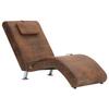 VidaXL Massage Chaise Longue with Pillow Brown Suede-look Faux Leather