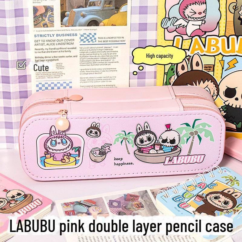 Labubu Large Capacity PU Pencil Case - Cute Design for Students and Girls
