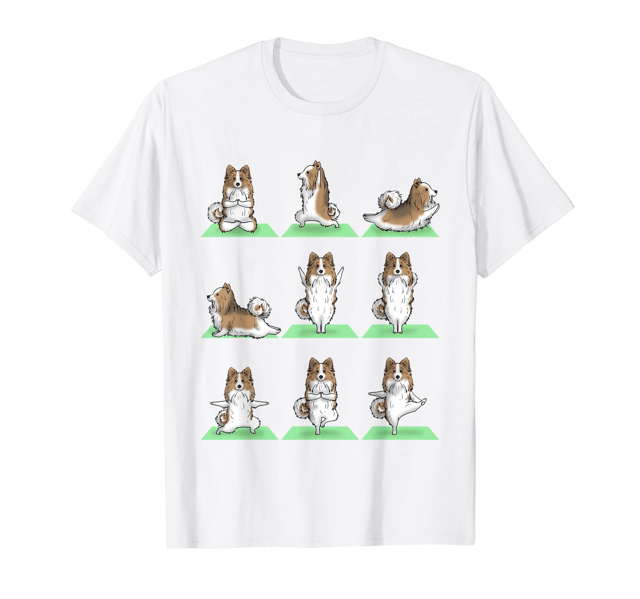 

Shetland Sheepdog Sheltie Dog Yoga Pose Workout Exercise T-Shirt