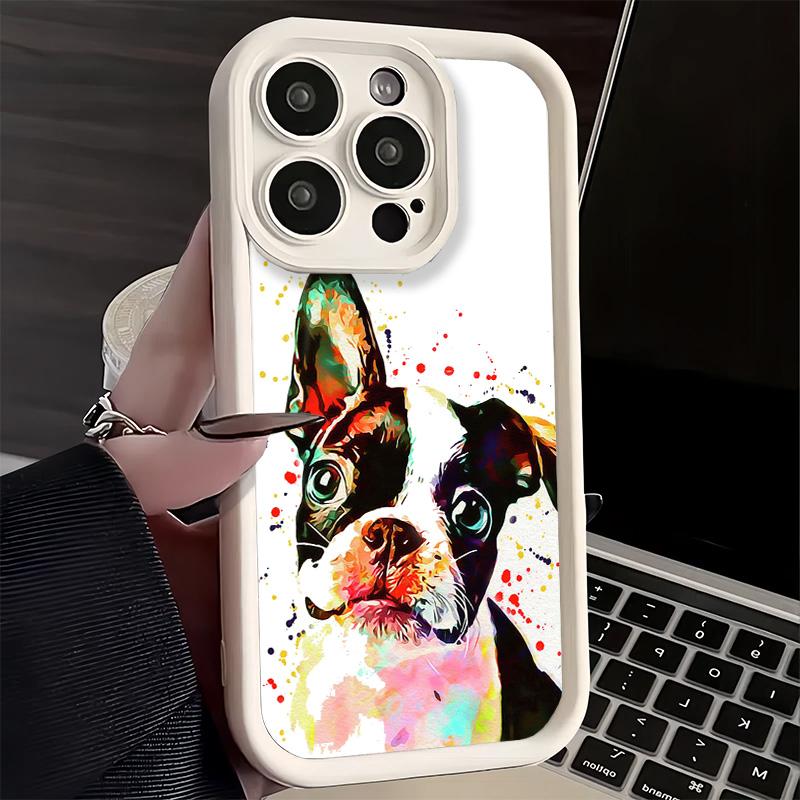 Phone Case for iPhone 17 Air 16E 15 16 Pro Max French Bulldog Dog Pug Design Cover 14 Plus 13 12 Mini Soft Shell Silicone Fundas