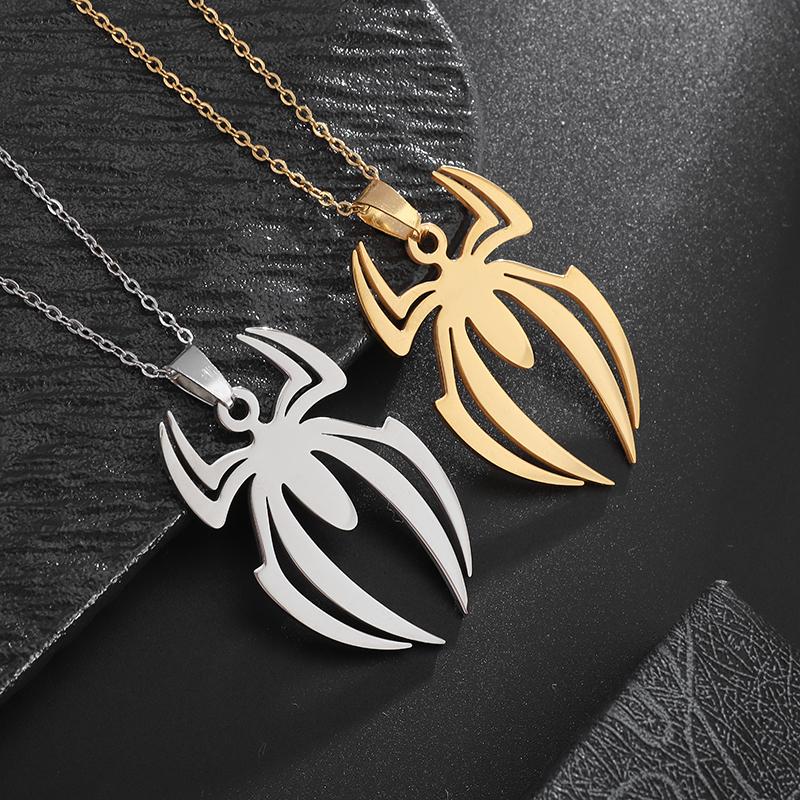 Stainless Steel Simple Personalized Spider Pendant Necklace Men and Women Fashion Party Pendant Jewelry Gift