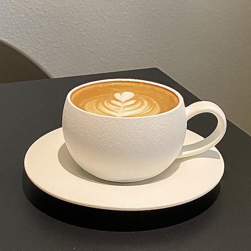 Retro Frosted Ceramic Coffee Cup with Saucer