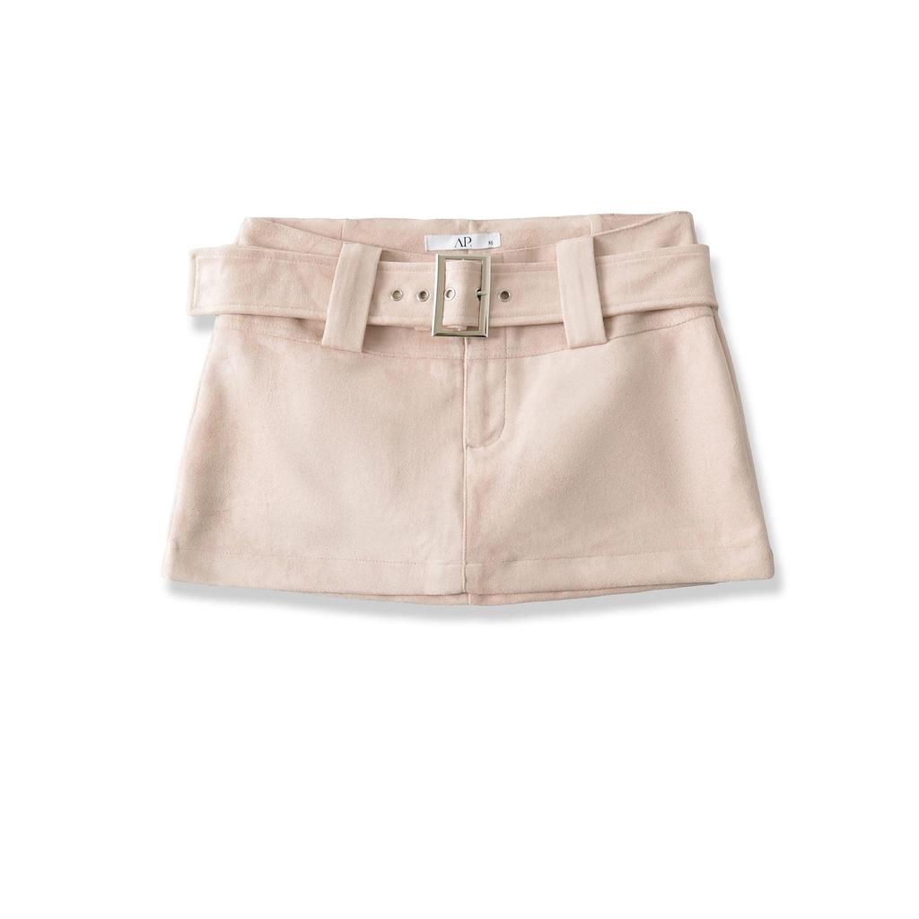 2025 Autumn Winter Suede Mini Skirt with Belt: Anti-Exposure, Slimming, Hip-Hugging Design