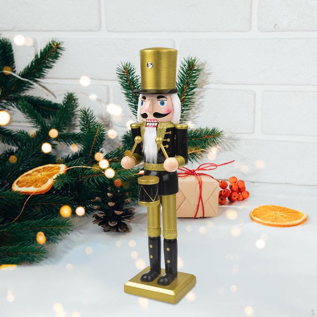 Christmas Nutcracker Hand Painted Doll Wooden King Solider Figurine for Display Party