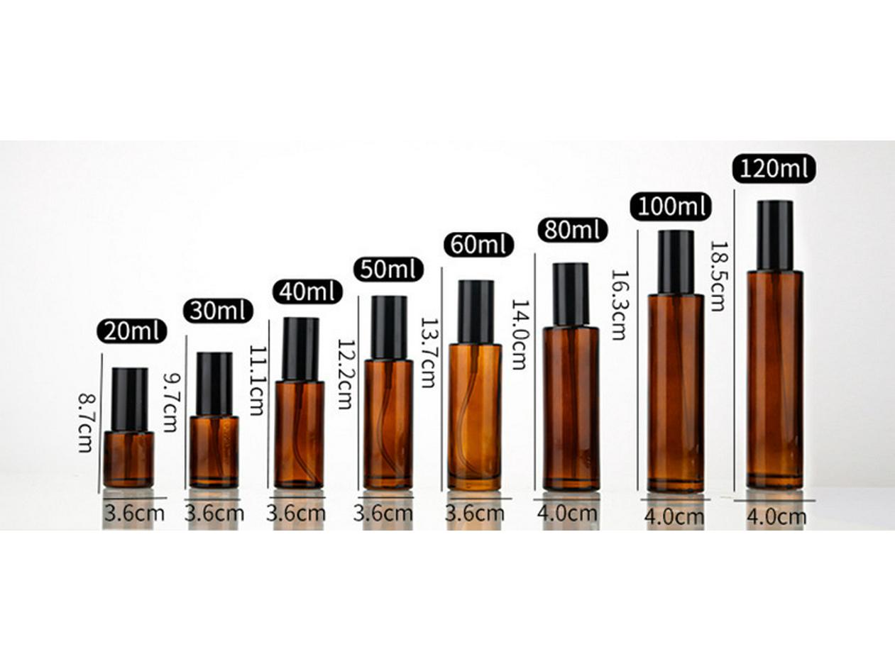 Amber Glass Lotion Bottle with Pump or Spray, Light-Proof, Ideal for Skincare and Toner, Available in Stock. 20ml with lotion pump, amber glass