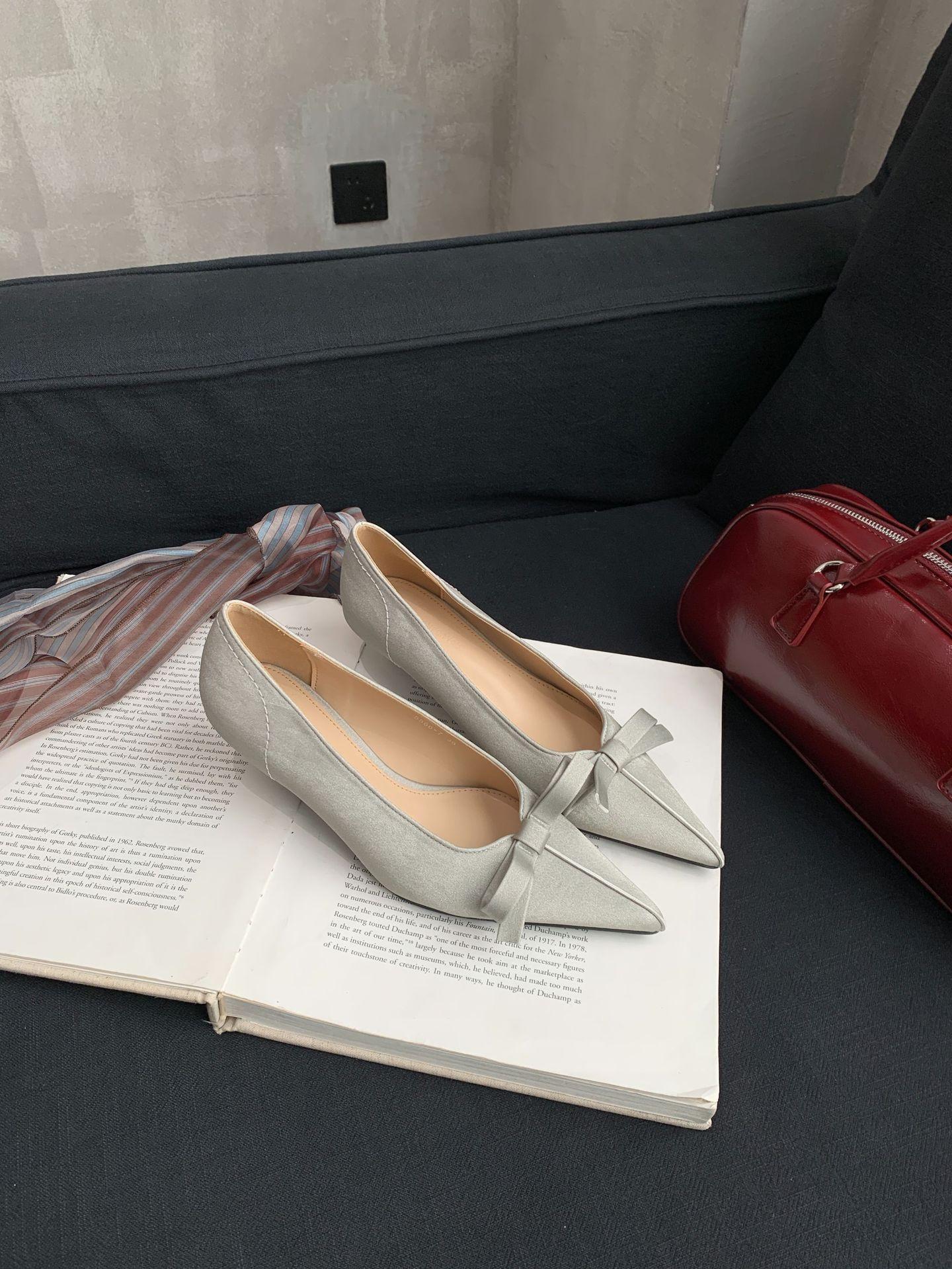 Women s Pointed Toe Kitten Heel Bowknot Spring French Style Elegant Heels - Elegant for Parties & Office 35