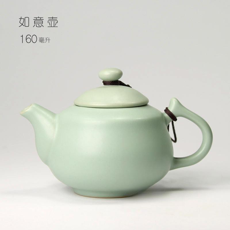 Celestial Green Ru Kiln Teapot High-grade Imitation Song Ru Porcelain Small Pot Retro Hand Grab Pot Ceramic Kung Fu Tea Set