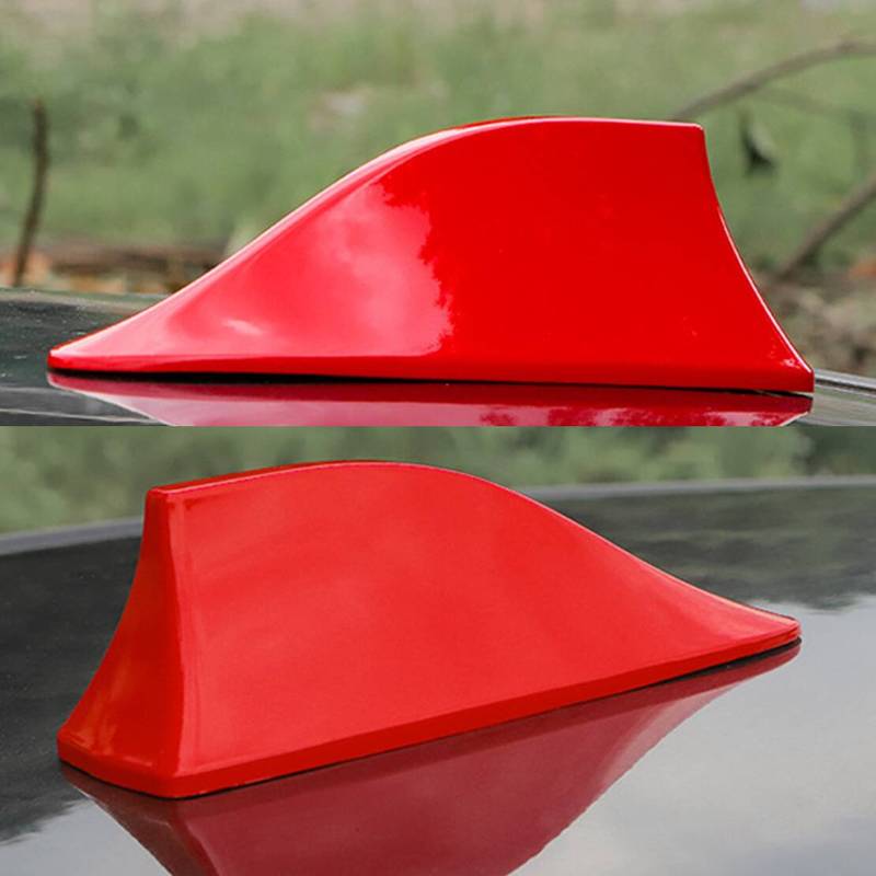 Roof Shark Fin Antenna Aerial Cover AM/FM Signal Fit for Hyundai Kona 2018 Red Plastic