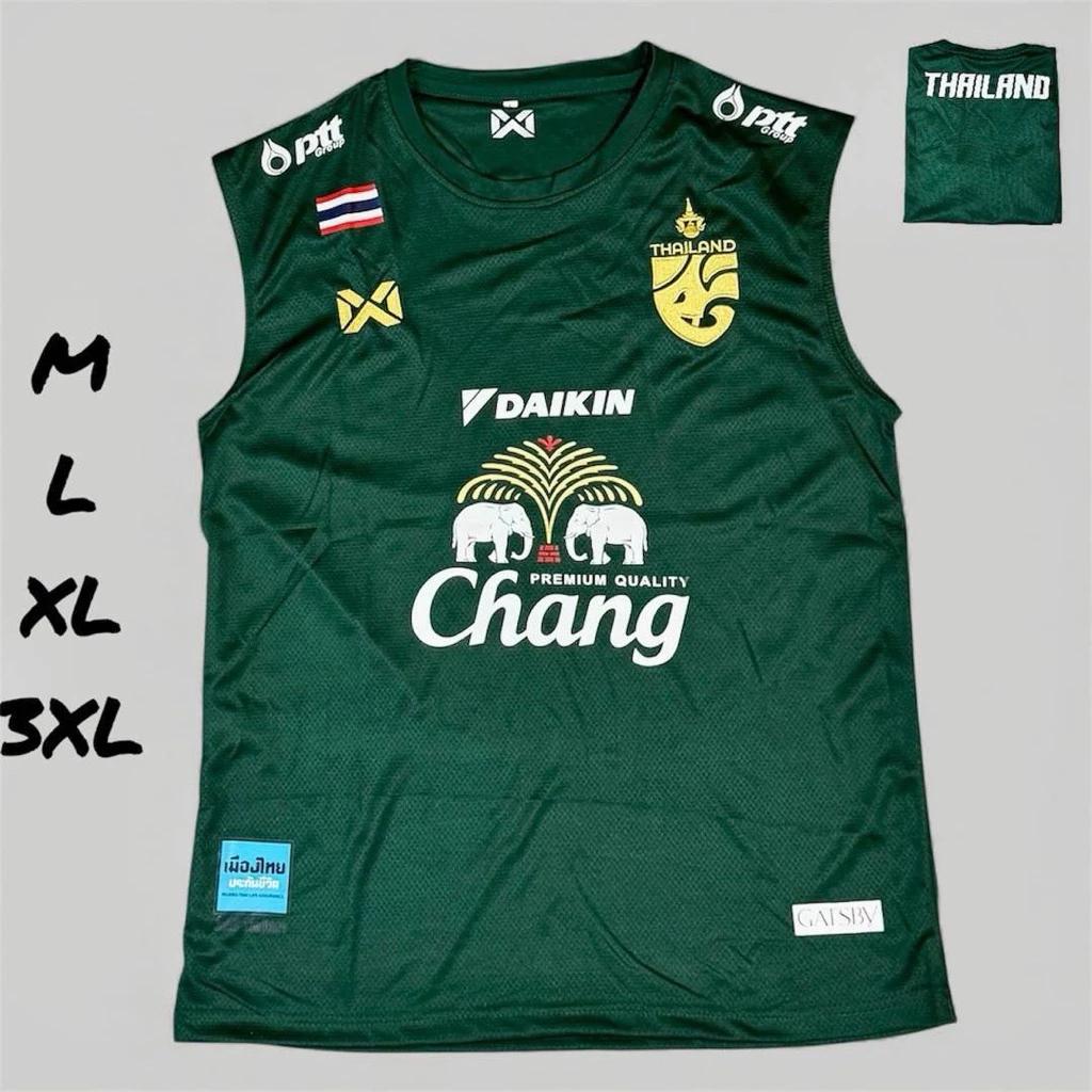 THAILAND National Football Soccer Print JERSEY Tank Top Vest Sleeveless Quick Dry Shirt Round Neck Polyester Uniform Elephant Logo Sport Outdoor