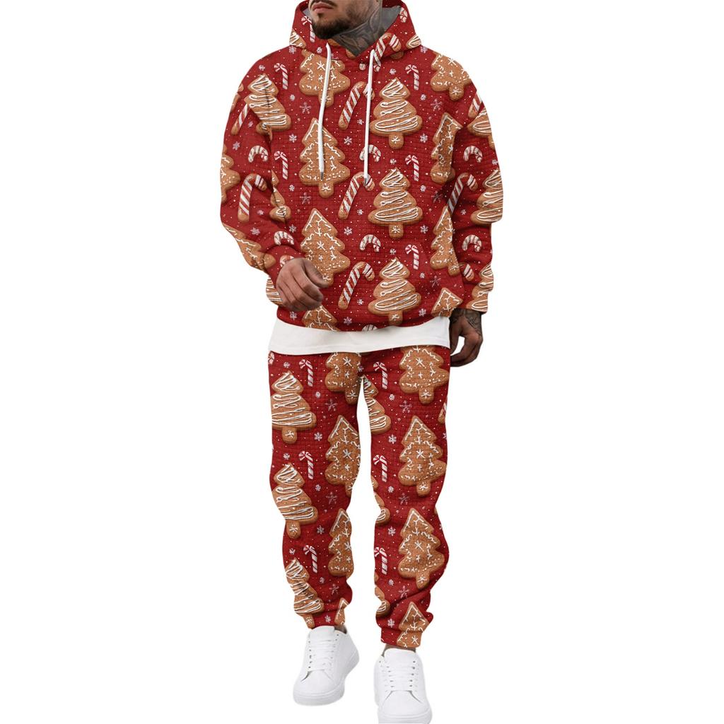 Men's Casual Sweatshirt Set with Pattern for Fall and Winter