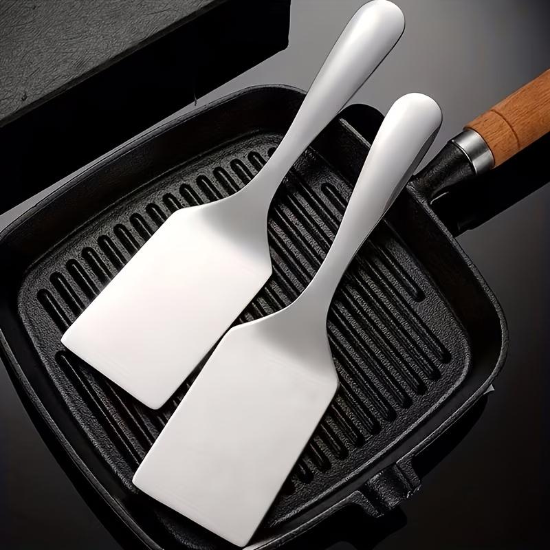 2pcs Stainless Steel Cooking Spatula Set, Baking Pan Scraper, Flat Spatula, Pancake Flipping and Hamburger Spatula, Wok Flat Spatula 2pcs