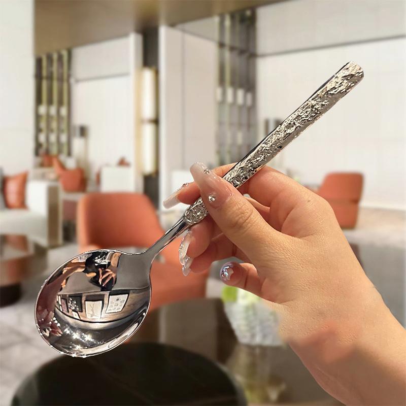 Beautiful Tea Coffee Spoon High-Capacity Stainless Steel Silver Fruit Dessert Cake Fork Christmas Kitchen Cutlery