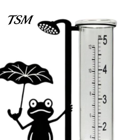 Garden Frog Rain Gauge Gauge, Metal Holding Umbrella Stake, Accurate Collector Decorative Measurement for Outdoor Yard Lawn Decor Ornament