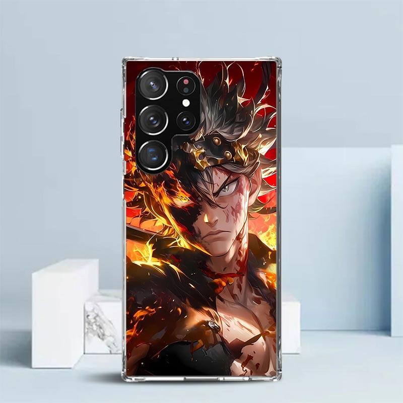 Black C-Clovers Anime Phone Case For Samsung Galaxy S24 S25 Edge S26 Ultra S22 S23 Plus S21 + S20 FE Soft TPU Back Cover Galaxy