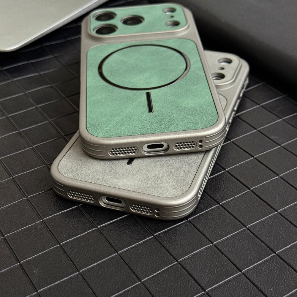 Matte Suede Leather Magnetic For Magsafe Case For iPhone 13 14 15 16 17 Pro Max Heat Dissipating Bumper Shockproof Soft Cover