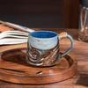 Handmade Ceramic Mug 320ml Vintage Tea Coffee Cup with Rattan Handle Creative Spiral Design Gradient Glaze Drinkware Home Decor Gifts