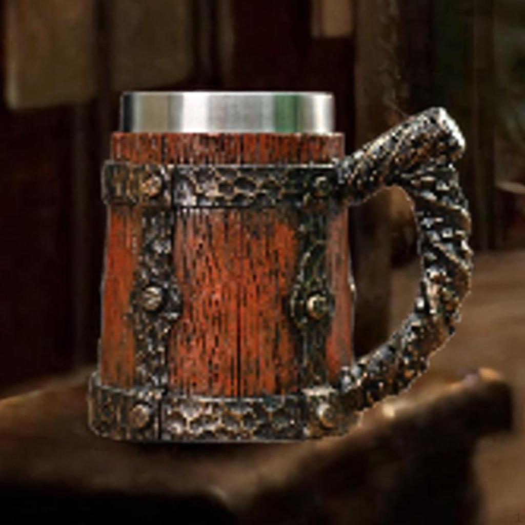Bar Restaurant Mug Barrel Drinkware with Handle Coffee Medieval for Party