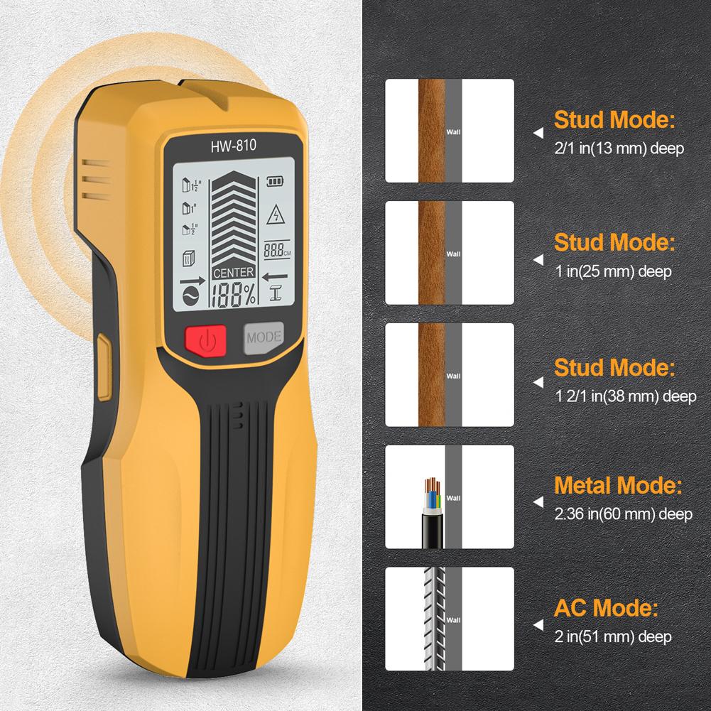 Metal Detector Smart Stud Finder Wall Scanner High Accuracy Electric Wall Scanner Sensor for AC Wire Metal Studs Wood Joist Pipe