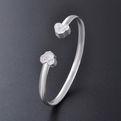 Minimalistische Retro-Accessoires S990 Fuß Silber Ruyi Armreif, Europäischer und Amerikanischer Beliebter Temperament Offener Armreif Als Geschenk für Mama