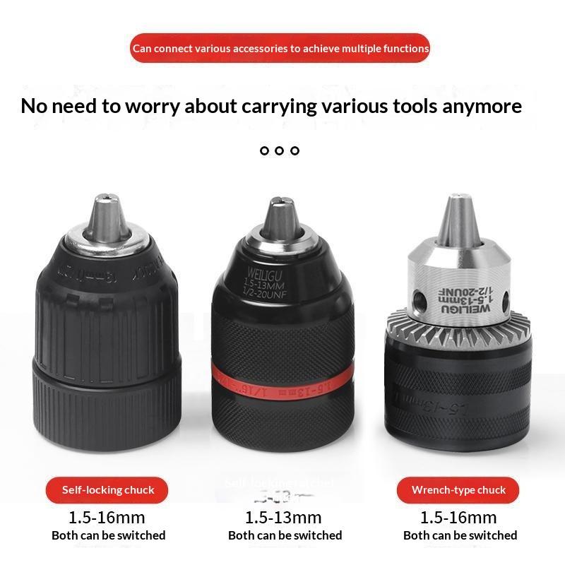 1 Set 2-13mm/1.5-10mm Cambio Rapido Attacco Esagonale 1/4" / SDS / Adattatore Mandrino Quadrato 1/2" Chiave Mandrino Trapano 1/2"-20Unf Strumenti di Conversione