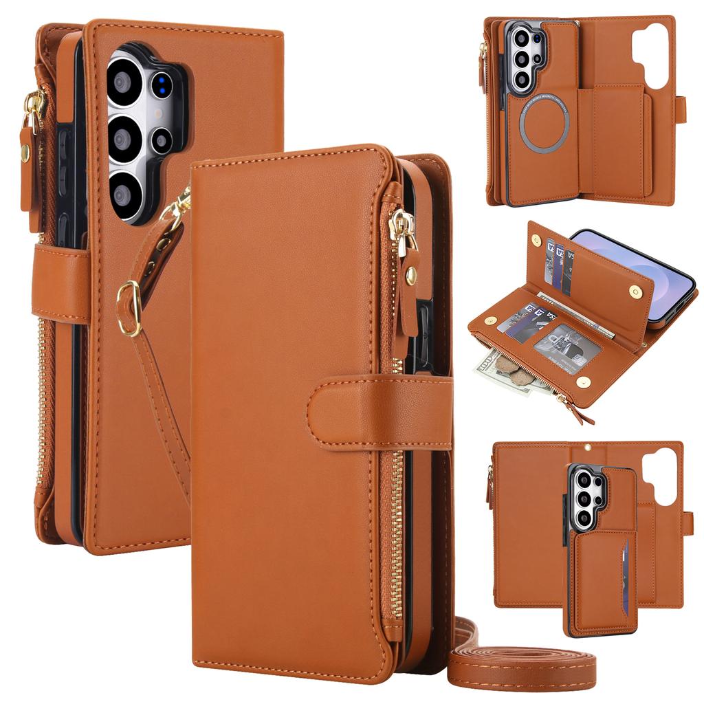 Detachable Crossbody Card Wallet Case for Samsung Galaxy S26 Ultra S25 Edge S24 Fe S23 Plus S22 A36 A56 A17 A26 Leather Cover