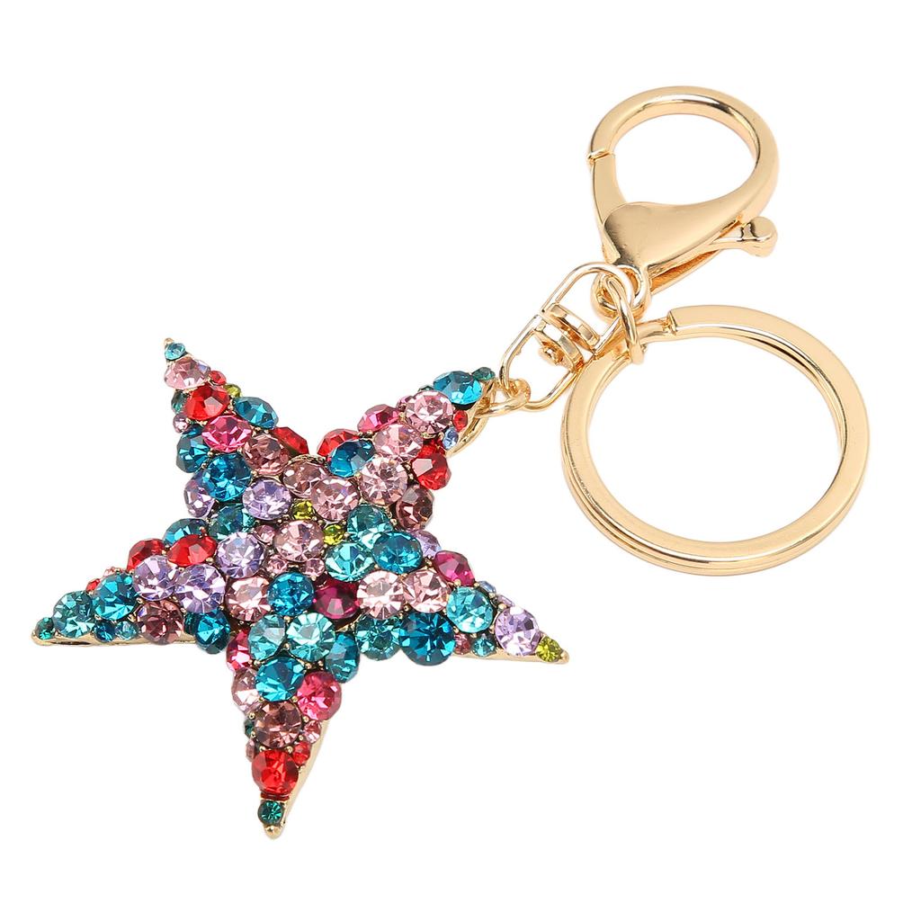 Pentagramm Schlüsselanhänger Glänzender Strass Schön Praktisch Schlüsselanhänger für Heimdekoration Weihnachtsgeschenk Anhänger