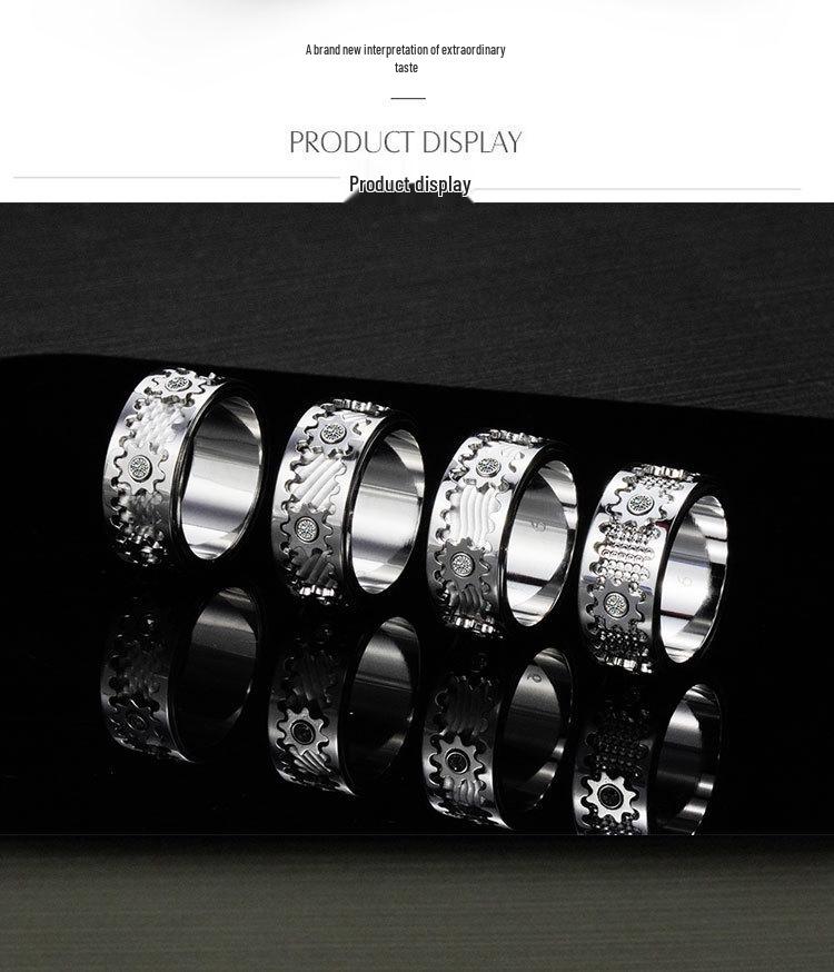 Rotating Diamond-Studded Star Gear Ring for Men and Women - Couple's Full Diamond Pinky Ring