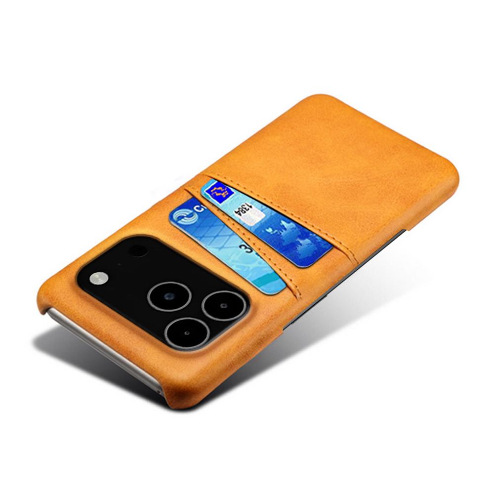 For iPhone 17 Pro Max Case Dual Card Slots PU Leather+Hard PC Phone Cover