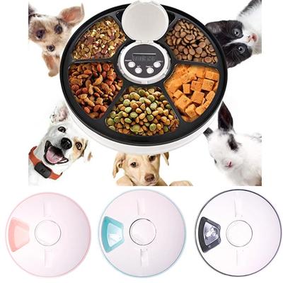Automatischer Futterspender für Haustiere, Portionskontrolle, digitaler Timer, abnehmbar, für Hunde und Katzen, rutschfest, 6 Futterschalen mit Sprachaufzeichnung, Trocken- und Nassfutter
