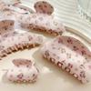 Pink Floral Print Hair Claw Clip Acetate Material Hair Headwear Flower Barrette Clip  Women Girls