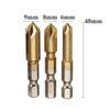 6pcs 82° Hexagon Handle 5-Blade Chamfering Tool 6-19mm Woodworking Hole Opener