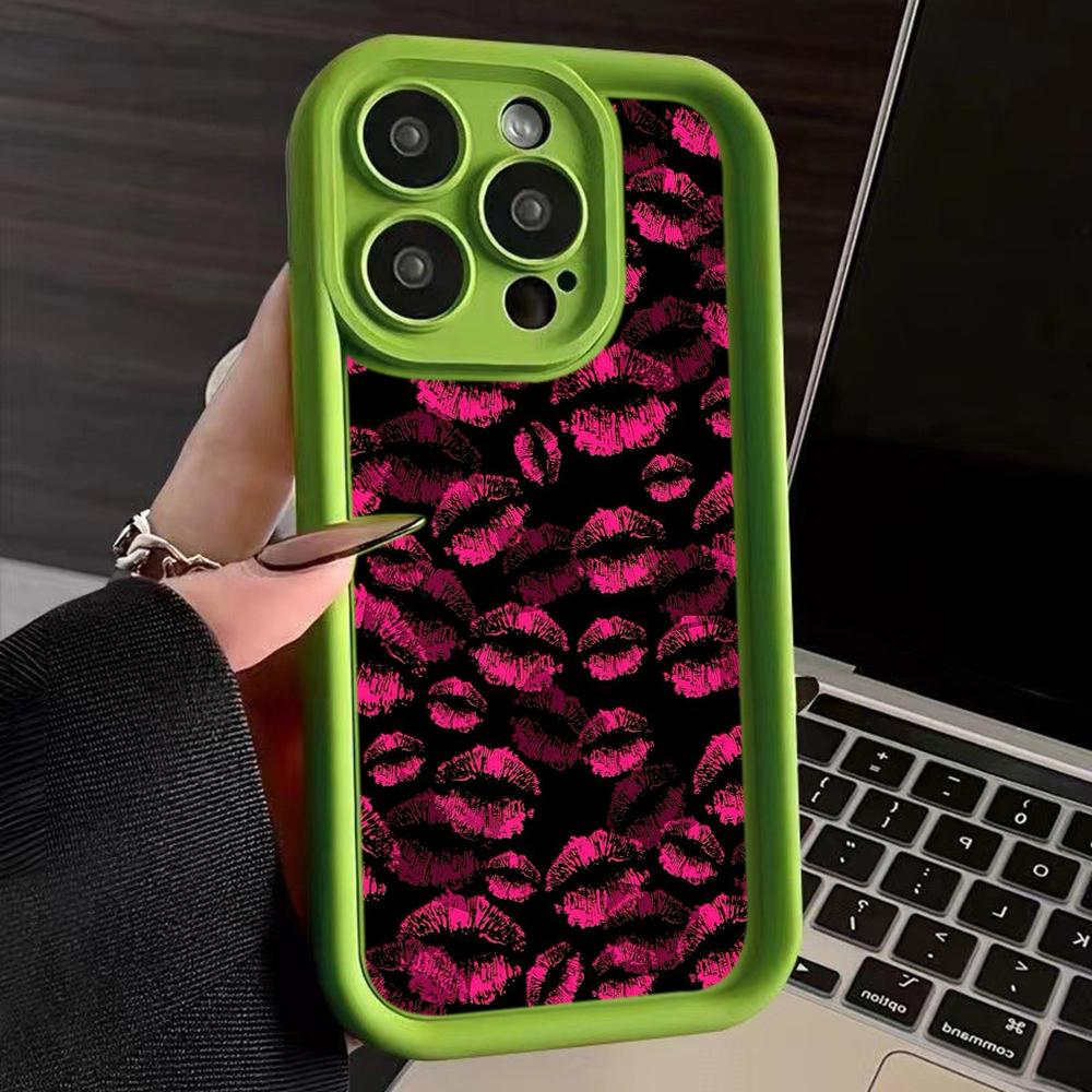 LZ22 Lips Kiss Digital Design Silicone Phone Case for iPhone 11 13 14 15 16 Pro Max 7 8 16 Plus 12 Mini XS Max XR Shockproof Back Cover