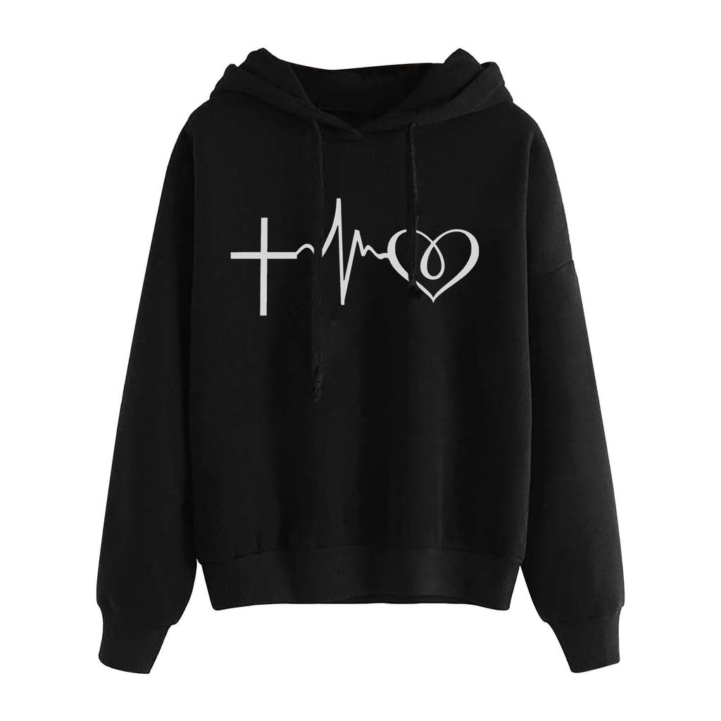 2025 autumn and winter women's sweater fleece pattern printed sweater women's jacket loose fashion student hoodie