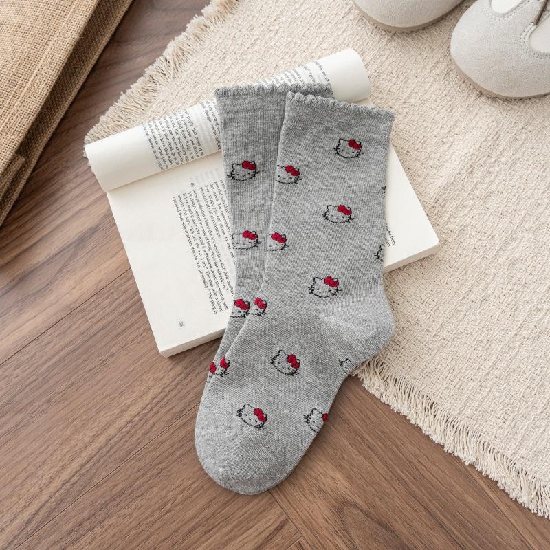 Bubble Mouth Cartoon Cat Socks Girl Cute Cat Jacquard Boneless Breathable College Style Pile Socks
