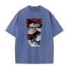 Anime Jujutsu Kaisen Itadori Yuji Fushiguro Megumi Print T-shirt Men Casual Tshirts Vintage Washed Tee Harajuku Cotton T Shirt