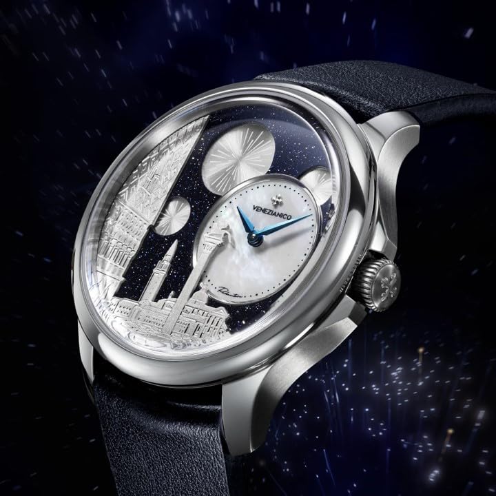 Venezianico Venezianico Analoguhr REDENTORE Dezentrales Zifferblatt Aventuringlas und Perlmutt werden auf dem Zifferblatt verwendet Bellanotte-1221575