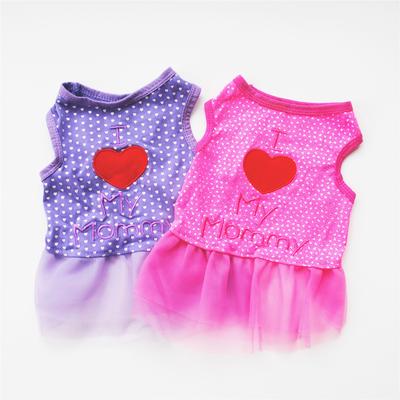 Pet Puppy Clothes Patch Embroidery Love Mom Skirt Love Dad Vest