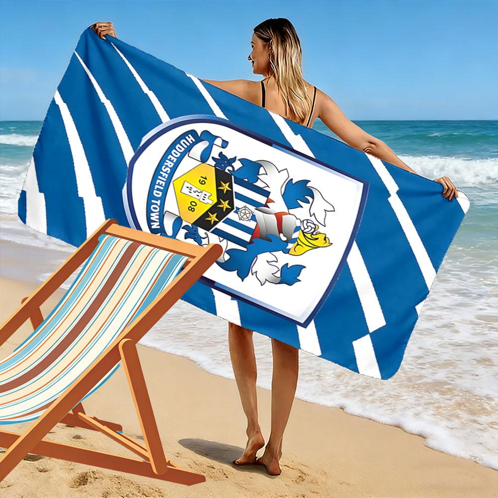 Huddersfield Town Football Club Logo Patterned Beach Towel Quick Dry Perfect for Travel Outdoor Sports Jogging the Beach and Swimming