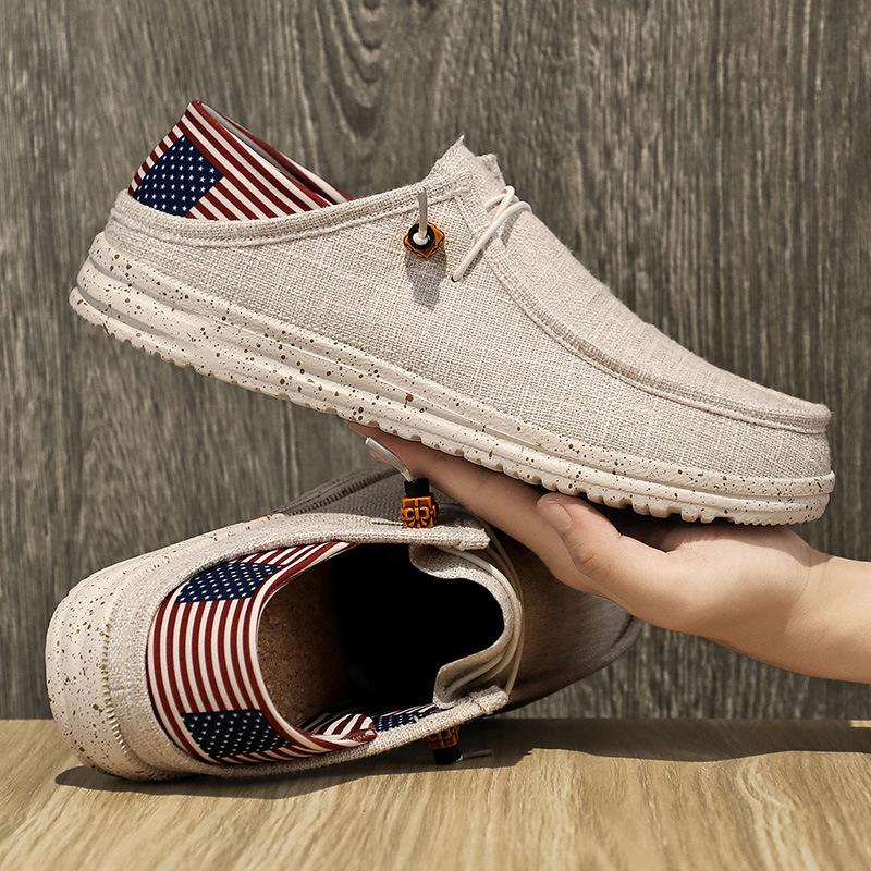 Foreign Trade Large Size 48 Loafers Men's Canvas Casual Shoes Two Men's Shoes One Pedal Driving Lazy Shoes Half Drag