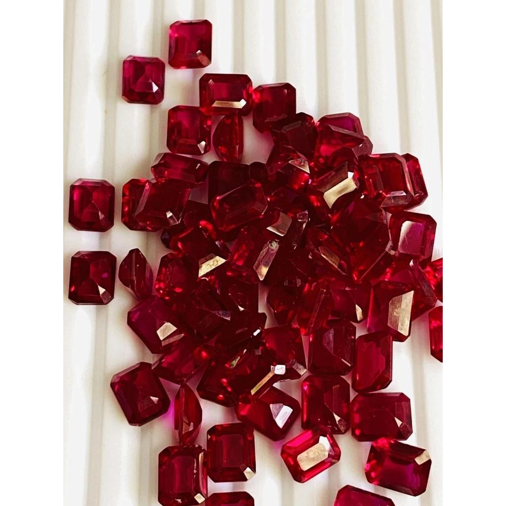500 Ct (90 Pcs) Certified Natural Mozambique Red Ruby Emerald Cut Gemstone