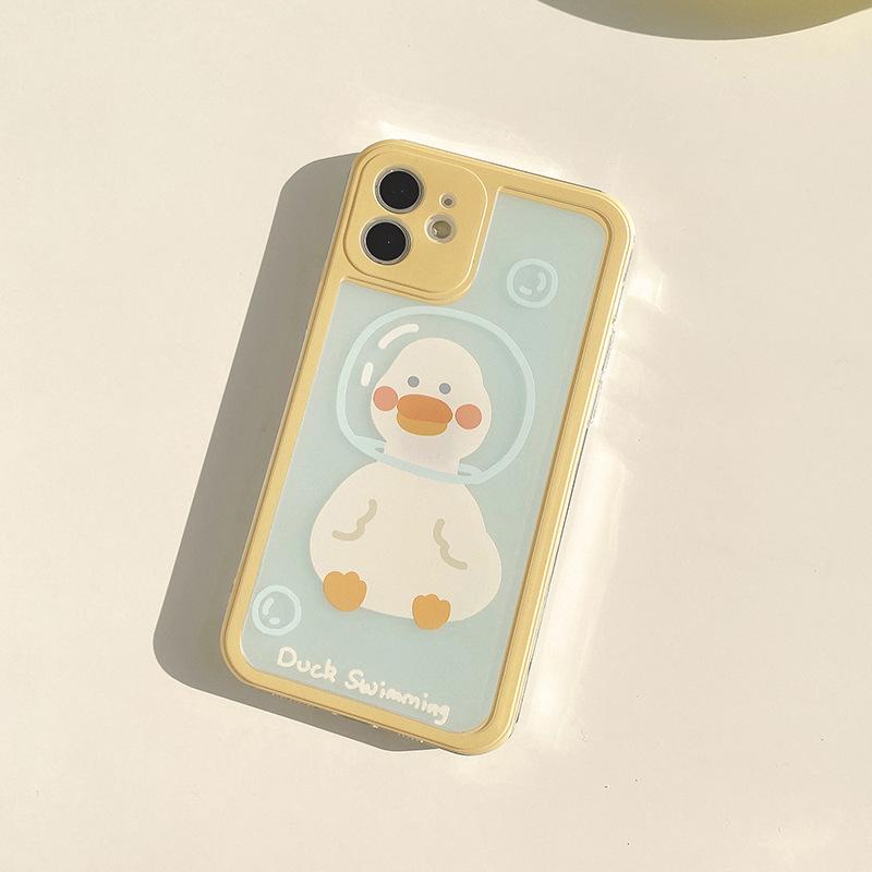 Cute Cartoon Duck IPhone 16 ProMAX Mobile Phone Case 13 Apple 14 Suitable for 12 All Inclusive 15 Transparent 11 Soft Cover