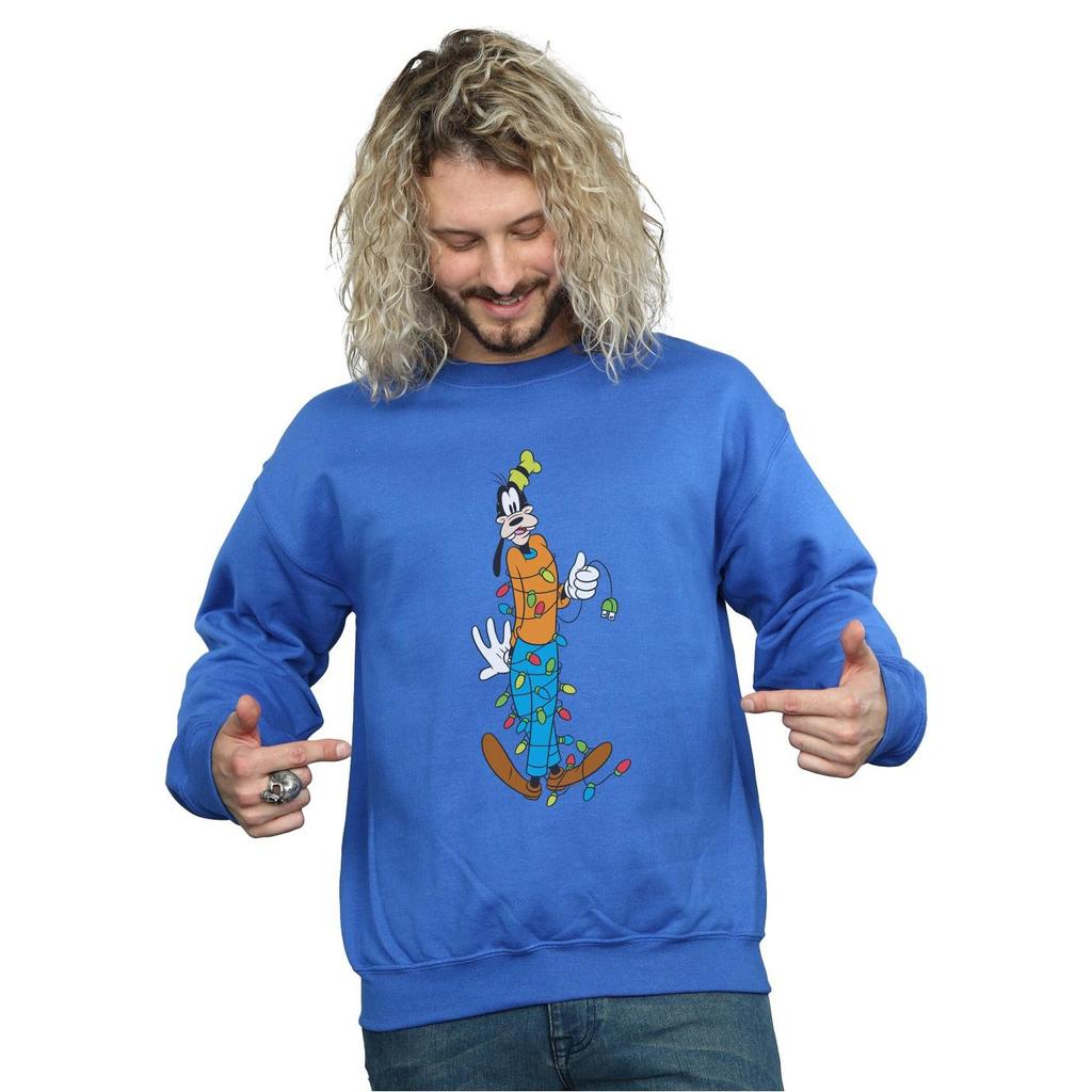 Disney Mens Goofy Christmas Lights Sweatshirt