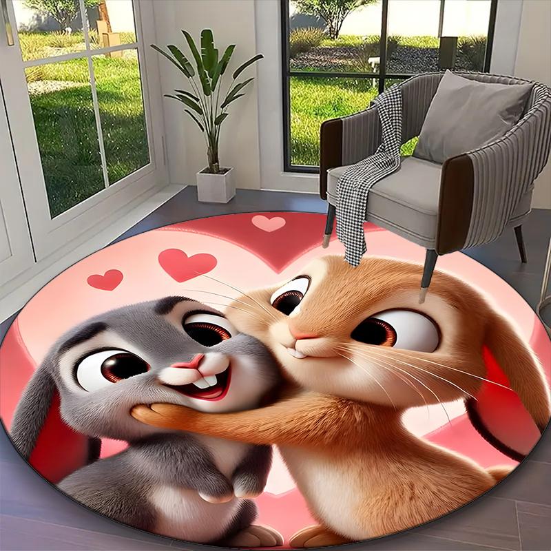 1pc Cute Bee Carpet for Room Floor Mat, Comfortable Office Chair Printed Round Rug, Beautiful Hotel Rug