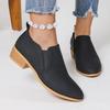 Fashion Slip-on Low-heeled Single Shoes Autumn New Pointed Toe Deep Mouth Non-slip Wear-resistant Block Heel Shoes