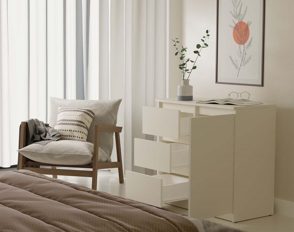 Cómoda 1D3S Armario 1 Puerta 3 Cajones Para Sala de Estar Dormitorio Cachemira Beige