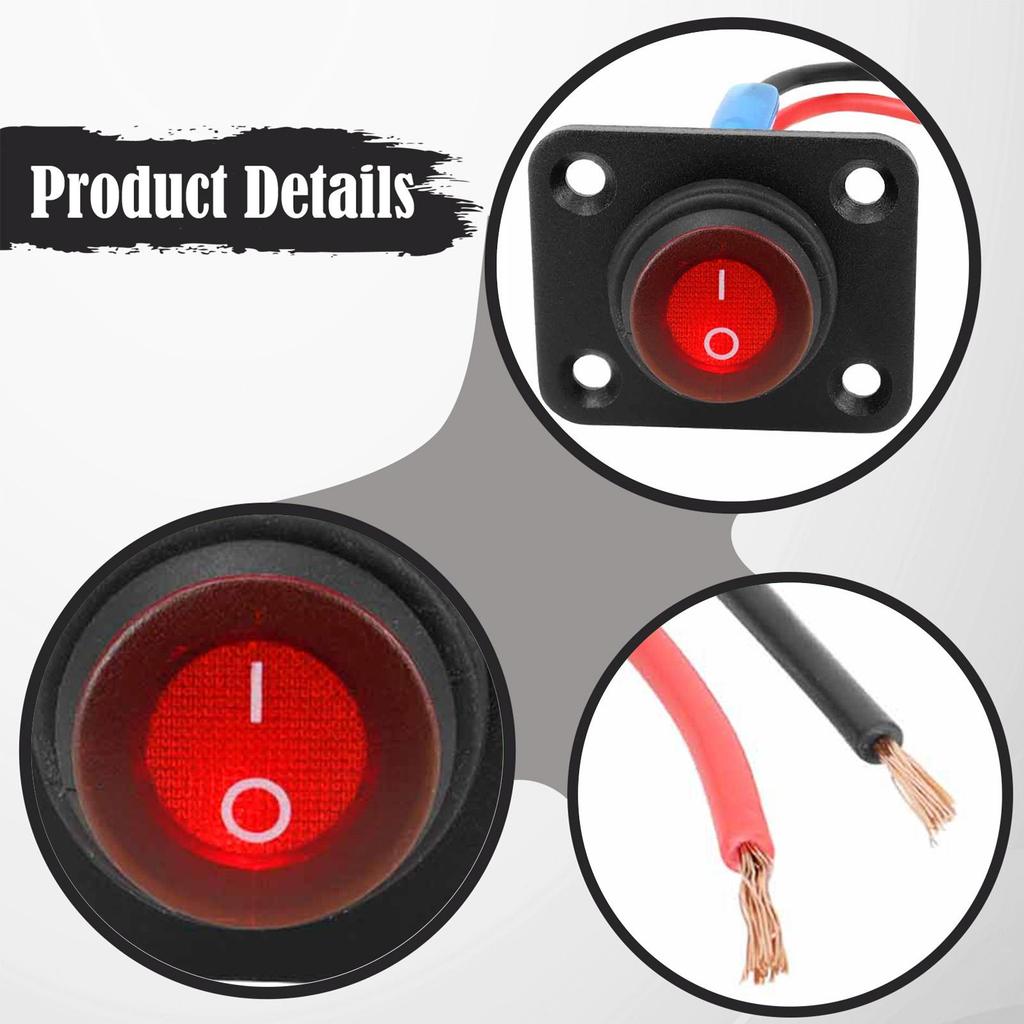 Rocker Switch Panel Red Light LED Panel Replaces Hardware Pre Wired on Off Toggle Switch for RV Work 12-24V Cars Yachts