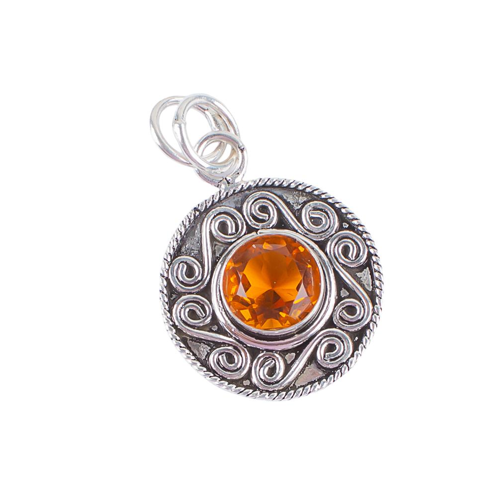 Citrine Gemstone 925 Sterling Silver Handmade Statement Pendant 1.2" Necklace Jewelry For Her PP-28-4