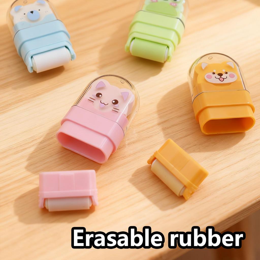 1/4pcs Pocket-Sized Space-Themed Eraser with Cute Astronaut & Rocket - Durable Rubber Erasers Suitable for Office