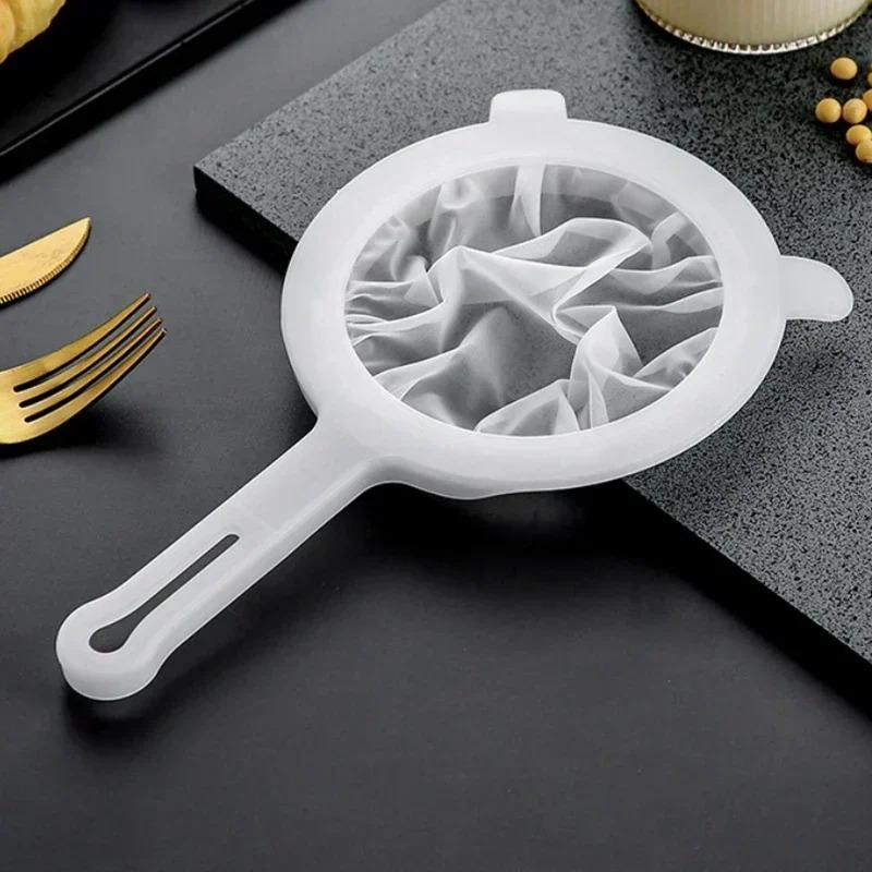 200 Mesh 400 Mesh Kitchen Filter Fine Mesh Strainer Sieve Nylon Filter Spoon Plastic Soy Milk Juice Yogurt Food Strainer Kitchen Utensils